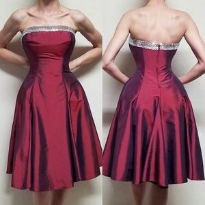 Vintage Precious Formals Scarlett Sequin Fit & Flare Strapless Cocktail Dress 8